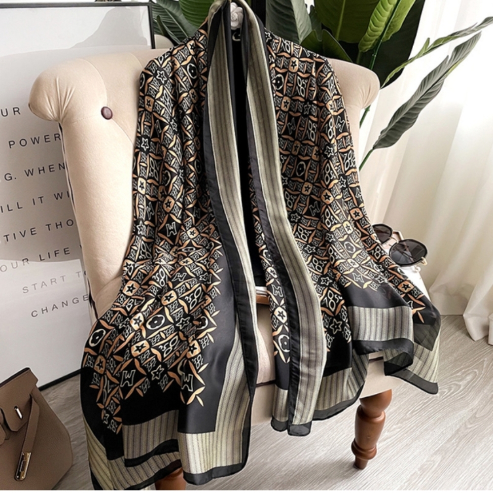 New 100% Silk Print Long Scarf Shawl Wraps - Picture 6 of 11